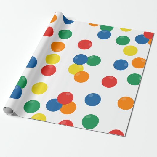 Farbenfrohe Ball-Muster Geschenkpapier (Ungerollt)