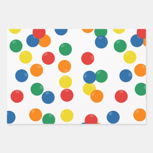 Farbenfrohe Ball-Muster Geschenkpapier Set (Vorderseite)