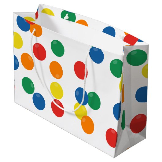 Farbenfrohe Ball-Muster Große Geschenktüte (Rückseite Schrägansicht)