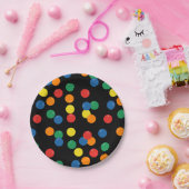 Farbenfrohe Ball Pattern Schwarz Pappteller (Party)
