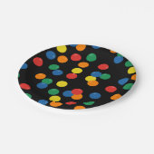 Farbenfrohe Ball Pattern Schwarz Pappteller (Schrägansicht)