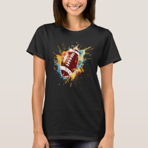 Farbenfrohe Ball Splash Art American Football Love T-Shirt