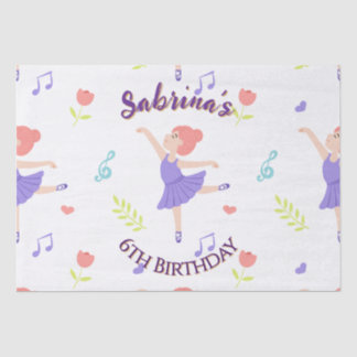 Farbenfrohe Ballerina Girls' Geburtstagsmuster Seidenpapier
