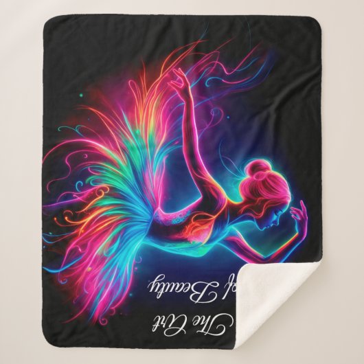 Farbenfrohe Ballerina Neon Art bohemian schöne Tän Sherpadecke (Vorderseite)