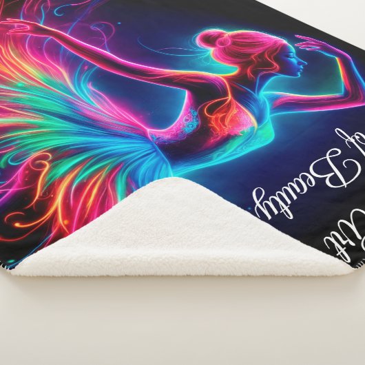 Farbenfrohe Ballerina Neon Art bohemian schöne Tän Sherpadecke (3/4)