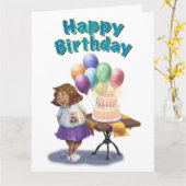 Farbenfrohe Ballon Birthday Girl Karte (Gelbe Blume)