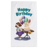 Farbenfrohe Ballon Birthday Girl Kleine Geschenktüte (Rückseite)
