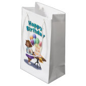 Farbenfrohe Ballon Birthday Girl Kleine Geschenktüte (Rückseite Schrägansicht)