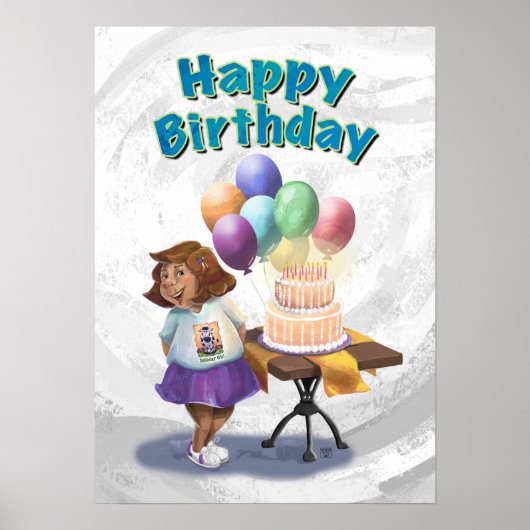 Farbenfrohe Ballon Birthday Girl Poster (Vorne)