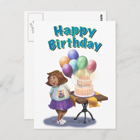 Farbenfrohe Ballon Birthday Girl Postkarte (Vorne/Hinten)