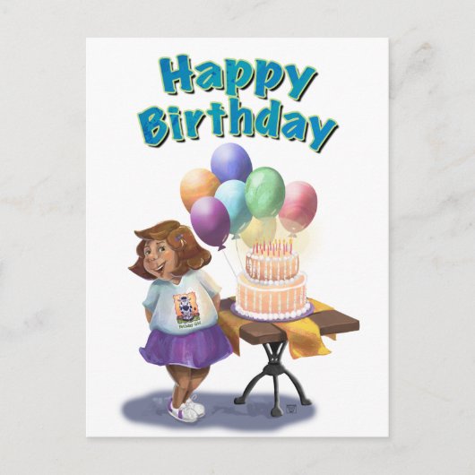 Farbenfrohe Ballon Birthday Girl Postkarte (Vorderseite)