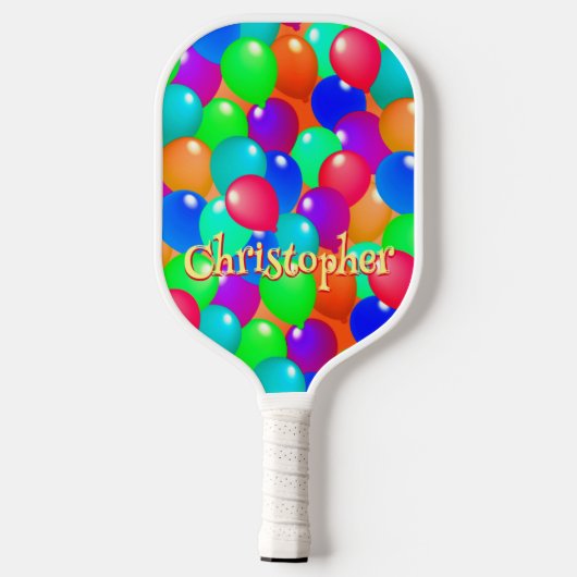 Farbenfrohe Ballon Spaß Niedliche Typografie Indiv Pickleball Schläger (Rückseite)