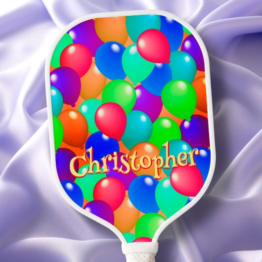 Farbenfrohe Ballon Spaß Niedliche Typografie Indiv Pickleball Schläger