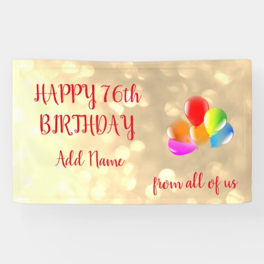 Farbenfrohe Ballondesign Happy 76. Geburtstag Banner (Horizontal)