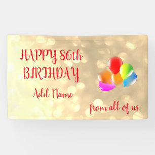 Farbenfrohe Ballondesign Happy 86. Geburtstag Banner