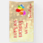 Farbenfrohe Ballondesign Happy 90. Geburtstag Banner (Vertikal)
