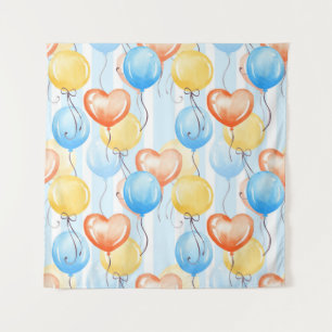 Farbenfrohe Ballons: Aquarellfarbenes, nahtloses M Wandteppich