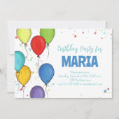 Farbenfrohe Ballons Geburtstagsparty Custom Einladung (Vorderseite)