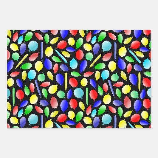 Farbenfrohe Ballons Spaß Feiern Geschenkpapier Set (Vorderseite)