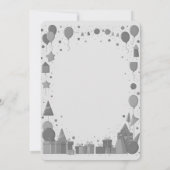 Farbenfrohe Ballons und Geschenke zum Personalisie Einladung (Rückseite)