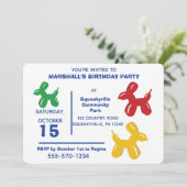 Farbenfrohe Ballontiere Hunde Kindergeburtstag Par Einladung (Stehend Vorderseite)