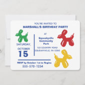 Farbenfrohe Ballontiere Hunde Kindergeburtstag Par Einladung (Vorderseite)