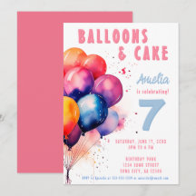 Farbenfrohe Balloons Aquarellfarben Kindergeburtst