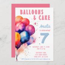 Farbenfrohe Balloons Aquarellfarben Kindergeburtst