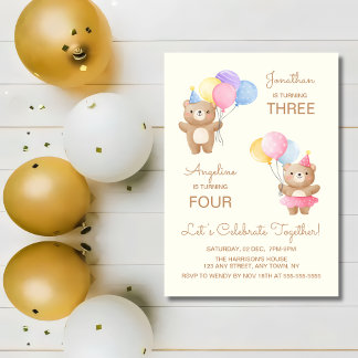 Farbenfrohe Balloons bringen gemeinsam Geburtstag Einladung