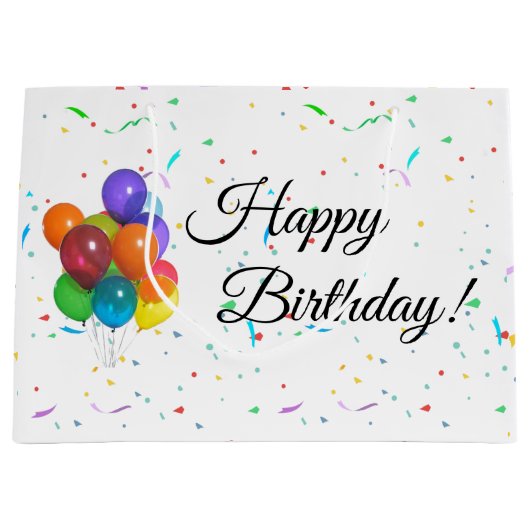 Farbenfrohe Balloons & Confetti Party Geschenktasc Große Geschenktüte (Vorderseite)