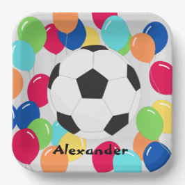 Farbenfrohe Balloons Fußball Spaß Papier Teller