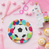 Farbenfrohe Balloons Fußball Spaß Papier Teller (Party)