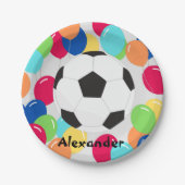 Farbenfrohe Balloons Fußball Spaß Papier Teller (Vorderseite)