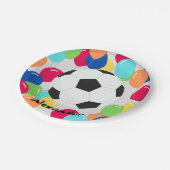 Farbenfrohe Balloons Fußball Spaß Papier Teller (Schrägansicht)