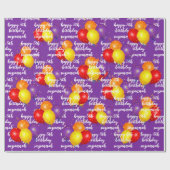 Farbenfrohe Balloons Geburtstagsmeldungsmeldung Geschenkpapier (Flach)