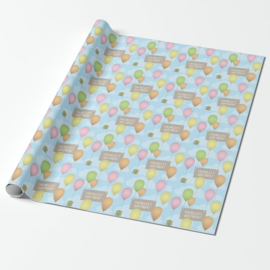 Farbenfrohe Balloons Geburtstagsmuster Papier Geschenkpapier (Ungerollt)