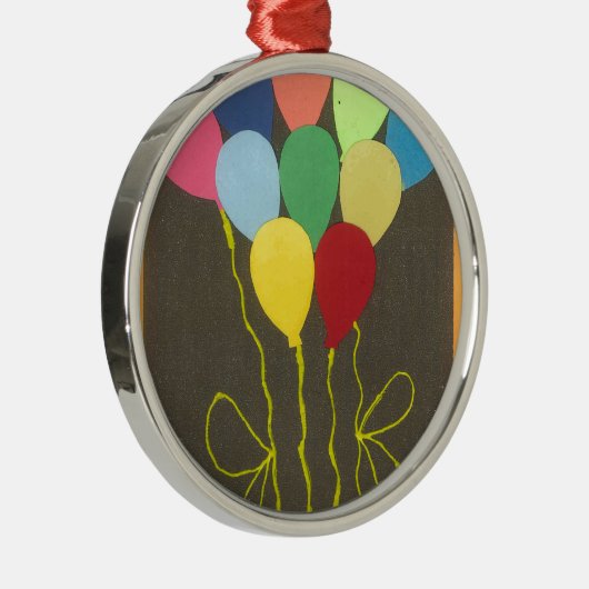 Farbenfrohe Balloons Grafik-Design Silbernes Ornament (Rechts)