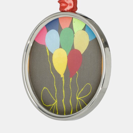 Farbenfrohe Balloons Grafik-Design Silbernes Ornament (Links)