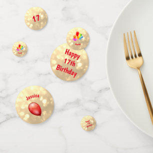 Farbenfrohe Balloons Happy 17. Geburtstag Design Konfetti