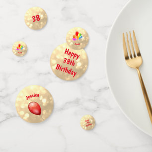 Farbenfrohe Balloons Happy 38. Geburtstag Design Konfetti