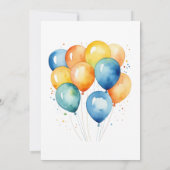 Farbenfrohe Balloons Junge auf dem Fahrrad glückli Karte (Rückseite)