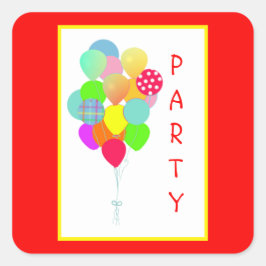 Farbenfrohe Balloons Kinder-Geburtstagsparty Quadratischer Aufkleber