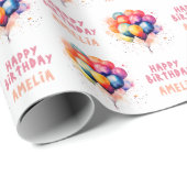 Farbenfrohe Balloons Kinder glücklich Geburtstagsg Geschenkpapier (Rolleneckpunkt)