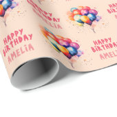 Farbenfrohe Balloons Kinder glücklich Geburtstagsg Geschenkpapier (Rolleneckpunkt)