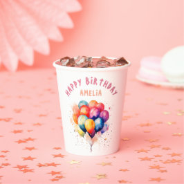 Farbenfrohe Balloons Kinder Happy Birthday Party Pappbecher
