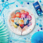 Farbenfrohe Balloons Kinder Happy Birthday Party Pappteller (Party)