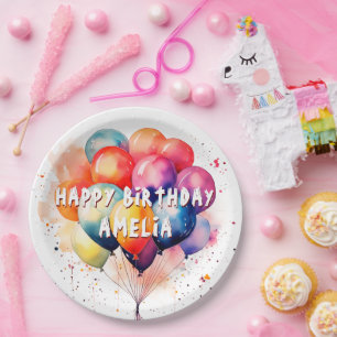 Farbenfrohe Balloons Kinder Happy Birthday Party Pappteller