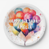 Farbenfrohe Balloons Kinder Happy Birthday Party Pappteller (Vorderseite)