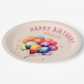 Farbenfrohe Balloons Kinder Happy Birthday Party Pappteller (Schrägansicht)