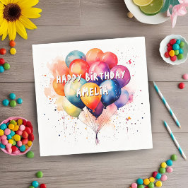 Farbenfrohe Balloons Kinder Happy Birthday Party Serviette